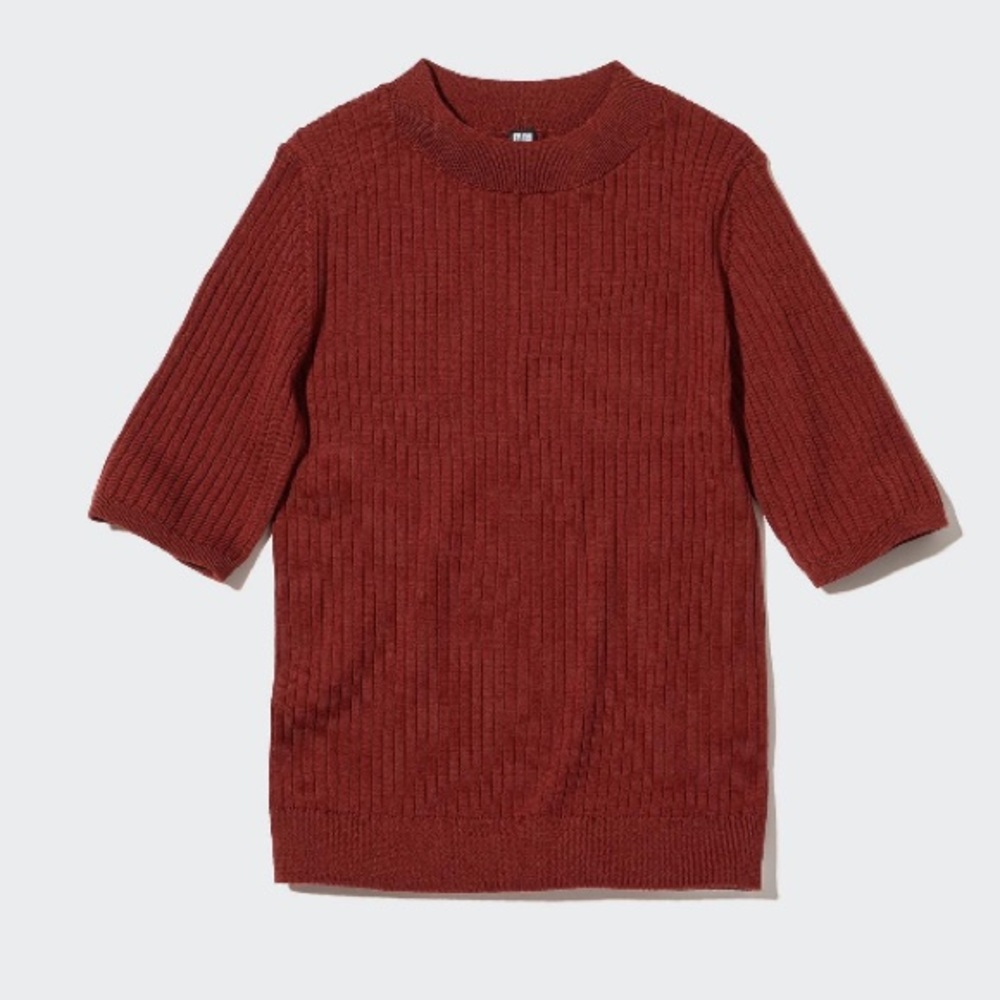 Uniqlo Extra Fine Merino Wool Ribbed Short Sweater Size XS
